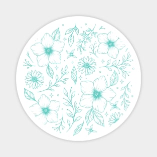 Floral Pattern- Cyan Magnet